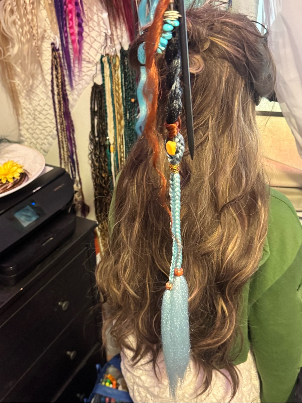 Bohemian Braided Hair Wrap Accessory with Turquoise Beads - Unbranded - Picture 4 of 10